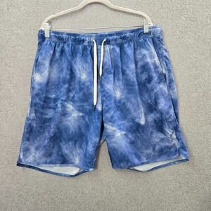 Fair Harbor Men Activewear Shorts 2XL Blue Tie‎ Dye The Anchor Hybrid Drawstring